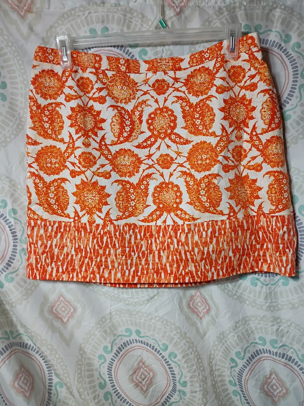 Michael Kors Orange and White Floral Mini Skirt